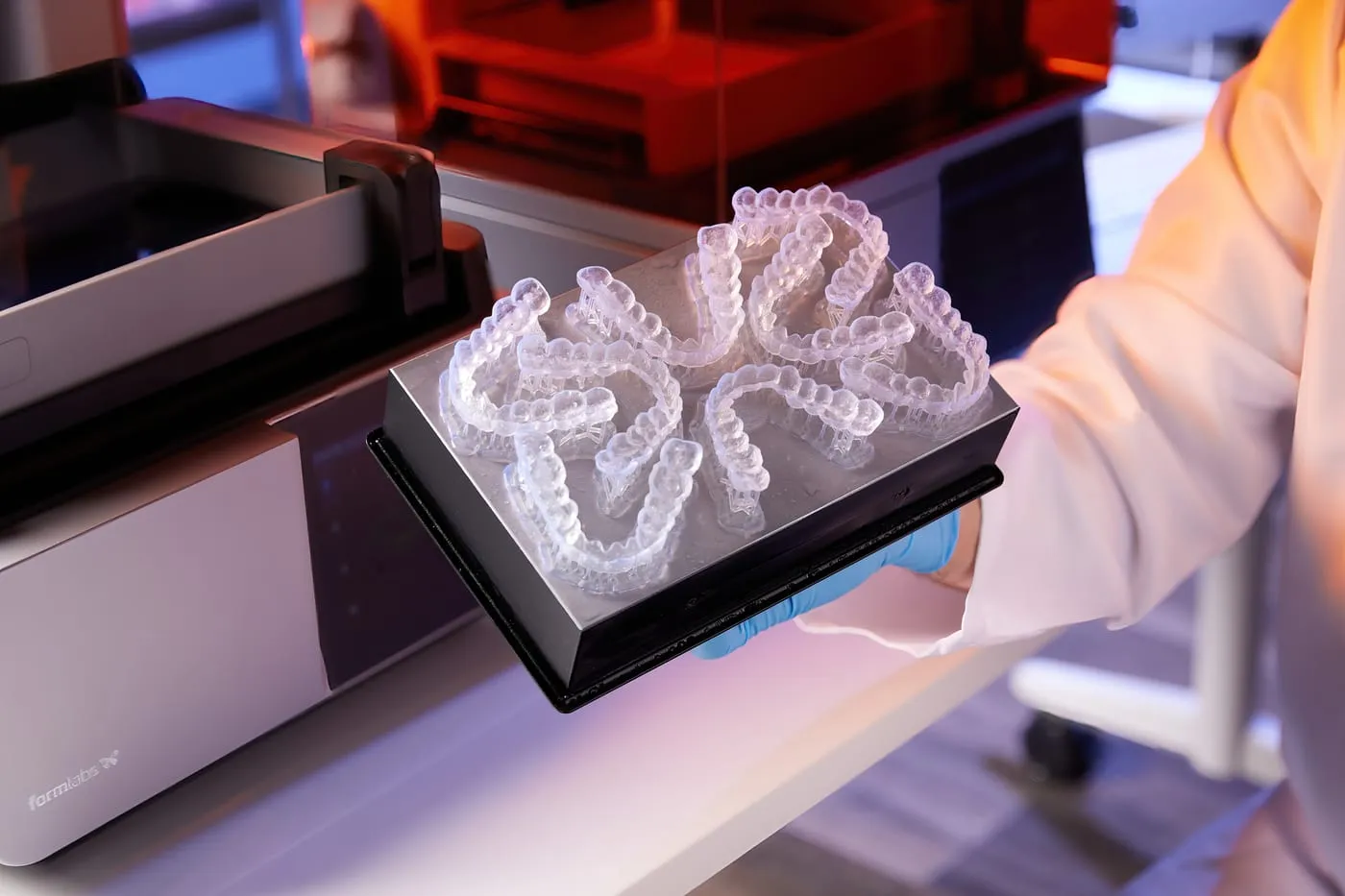 Férulas dentales transparentes impresas en 3D